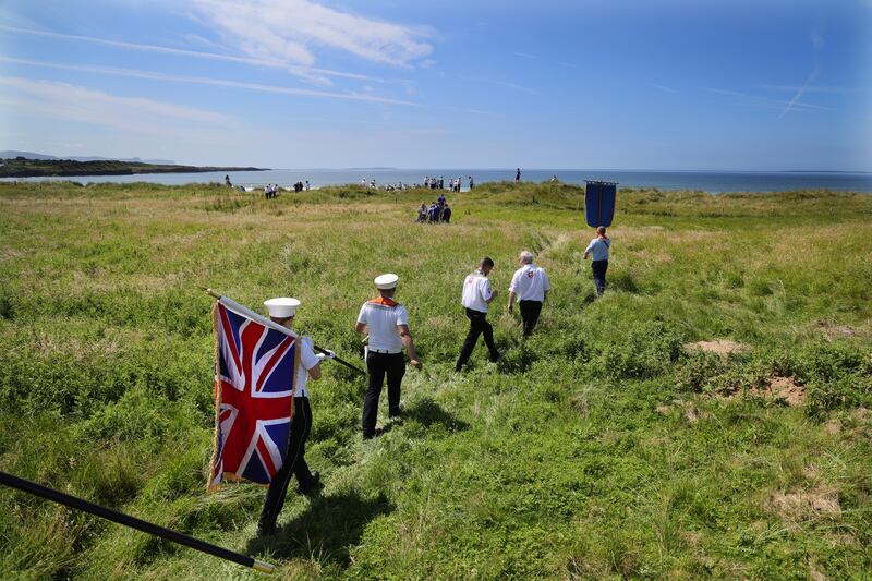 Members of the Magheraveely Flute Band from Enniskillen, attend the Orange Order parade in Rossnowlagh, Co Donegal on July 11th. Photo: Bryan O’Brien/The Irish Times  