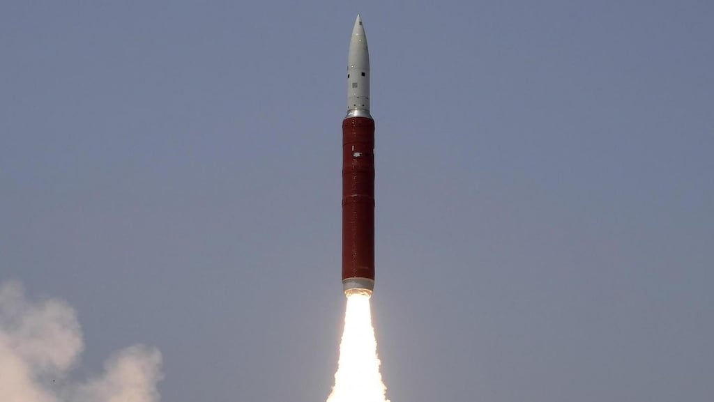 The launching of an interceptor missile by during an an anti-satellite missile test on March 27th, 2019. Photograph: EPA/Indian Space Research Organisation/Handout