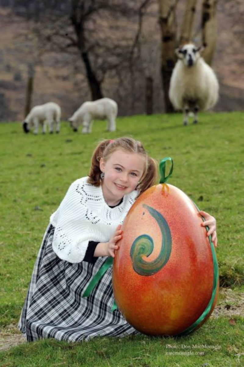 Lauren Tanner (6) from Lauragh with a handmade chocolate Easter egg by master French chocolatier Benoit Lorge of Bonane, Kenmare. Photograph: Don MacMonagle
