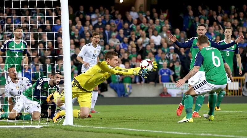 Northern Ireland goalkeeper Michael McGovern makes a save. Photograph: William Cherry/Presseye/Inpho