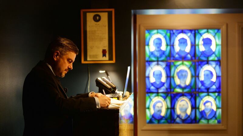 Darren Campbell Restaraunt Manager at work.  Behind the scenes day in the life of Chapter One Michelin Star Restaurant.  Photograph: Alan Betson / The Irish Times