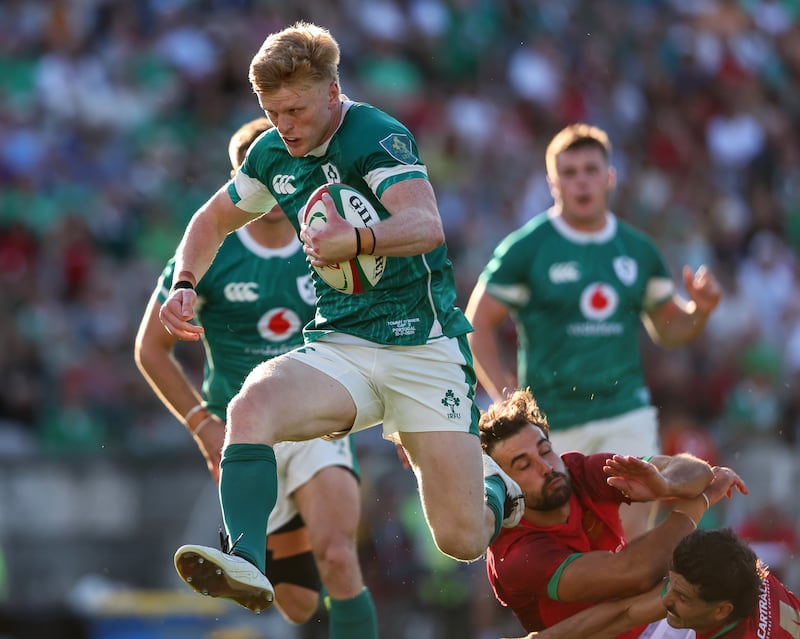 Tommy O'Brien in action for Ireland against Portugal at Estádio Nacional do Jamor in Lisbon back in July. Photograph: Ben Brady/Inpho