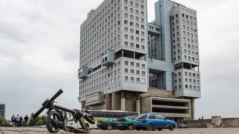 The House of Soviets in Kaliningrad, western Russia, which is still unfinished 51 years after construction started. Work was abandoned in the 1980s and its fate is still to be decided. Photograph: Michal Fludra/NurPhoto via Getty Images