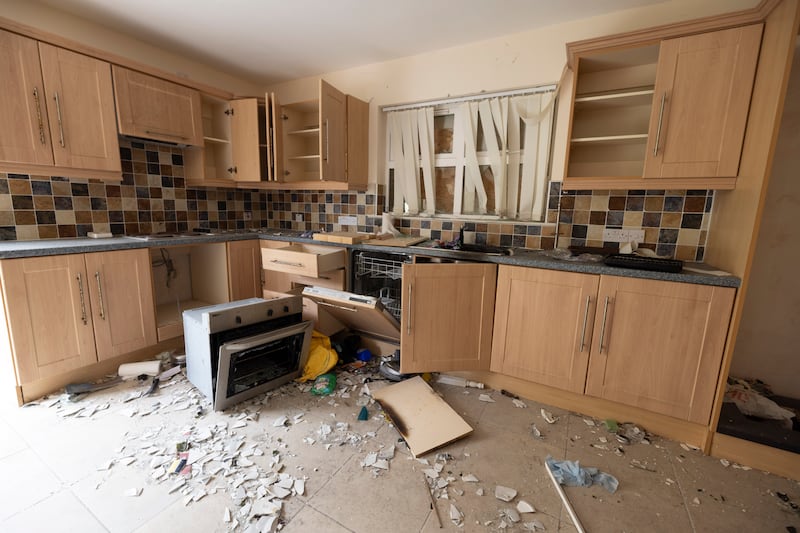 Ruined kitchen in one of the Radharc An Seascan properties. Photograph: Joe Dunne