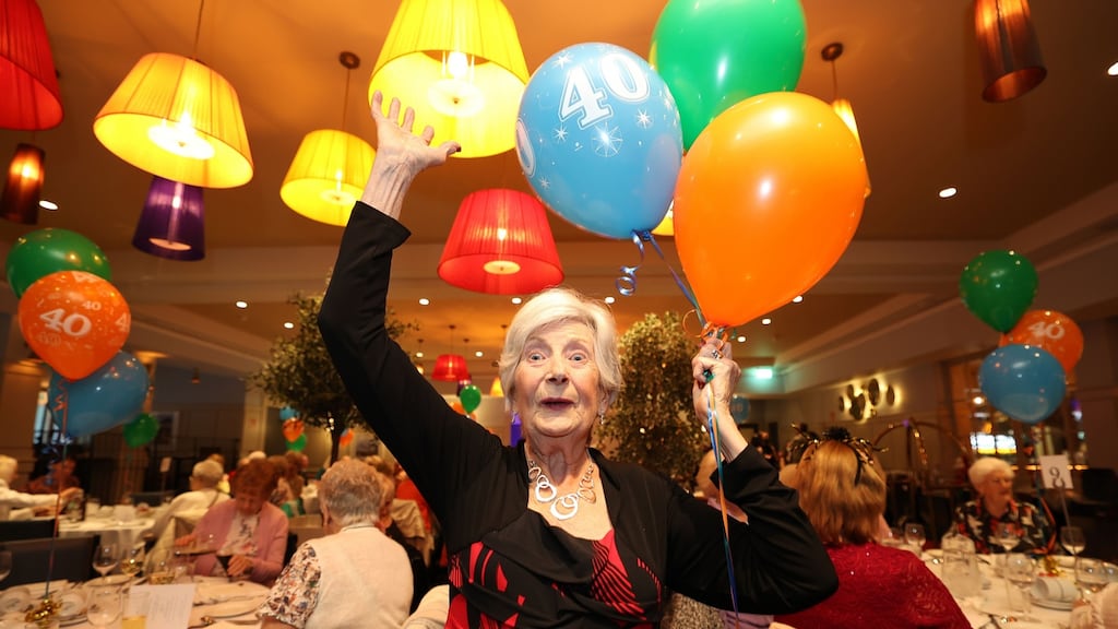 Friends of the Elderly gather for the special occasion. And Muriel Reynolds from Coolock celebrates her 80th birthday. Photograph: Nick Bradshaw/The Irish Times