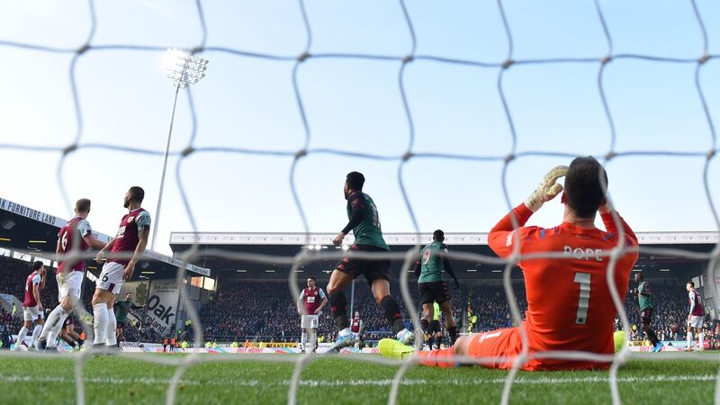 Nick Pope of Burnley reacts after Wesley scores the first. Photo: Nathan Stirk/Getty Images