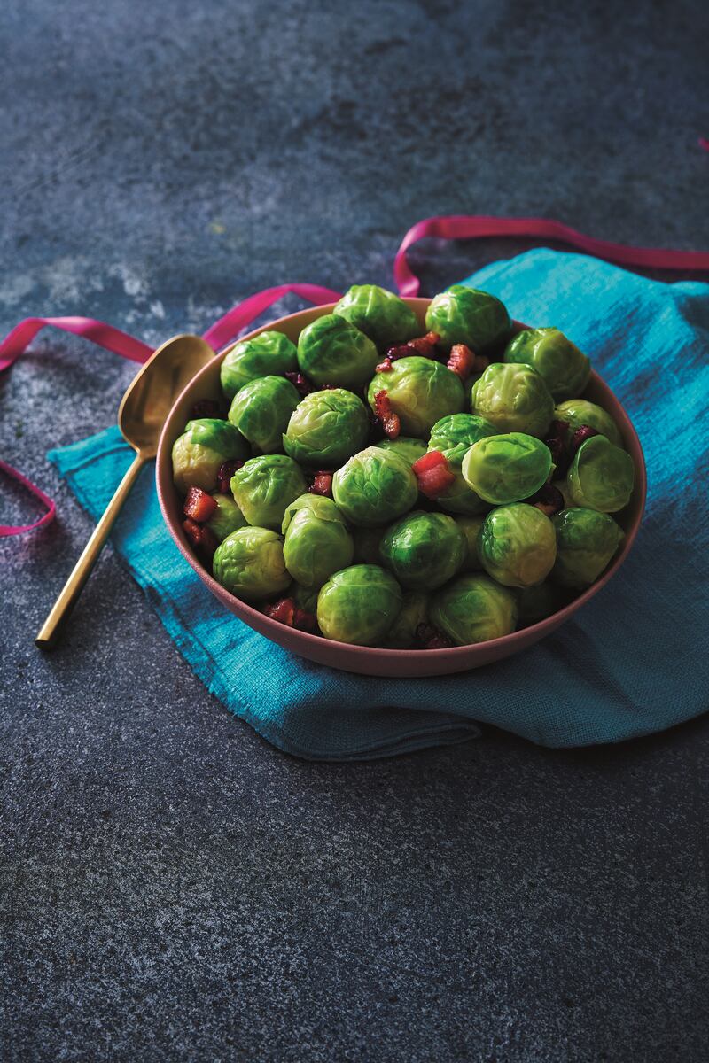 Brussels sprouts with bacon, cranberries and seasoned butter, part of the Deluxe range at Lidl