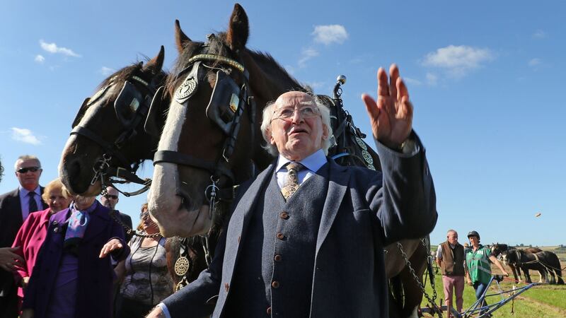 President Michael D Higgins officially opens the 88th annual National Ploughing Championships. Photograph: Nick Bradshaw for The Irish Times