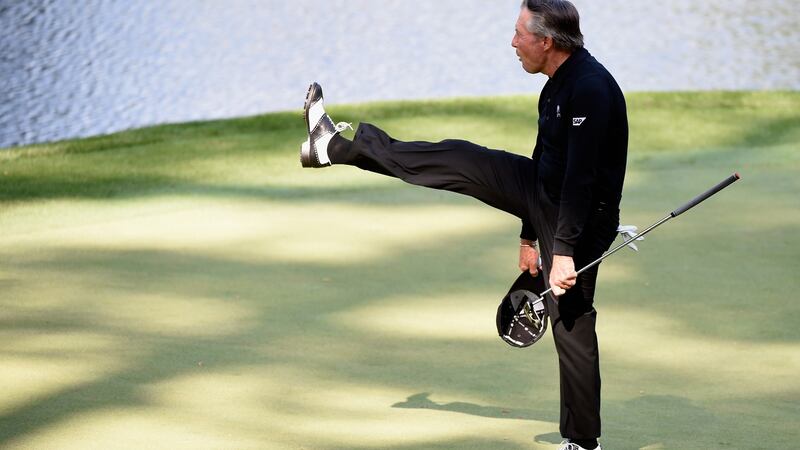 Gary Player is auctioning off a pair of his famous black and white crocodile golf shoes. Photograph:   Harry How/Getty Images