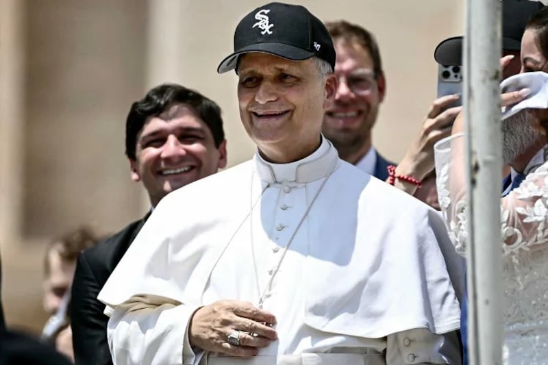 Pope Leo XIV wears a Chicago White Sox hat during an appearance at St Peter's Square in the Vatican earlier this month. Photograph: Filippo Monteforte/AFP via Getty