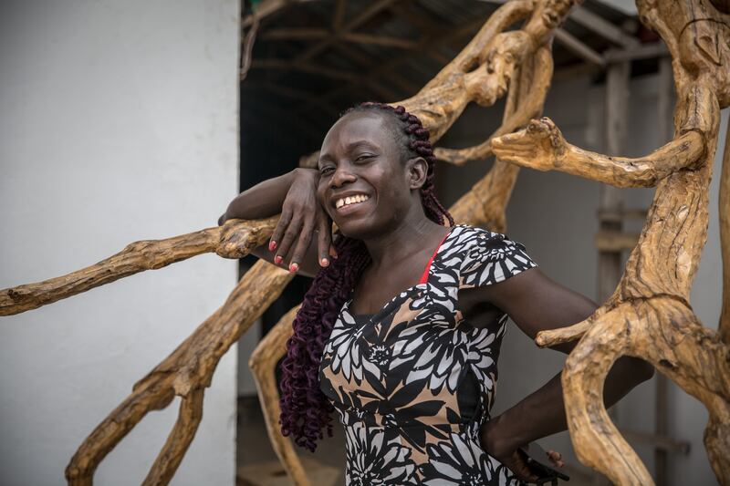 Va-Bene Elikem Fiatsi, pictured at her home and the site of her artists' residency in Kumasi, Ghana. Photograph: Sally Hayden