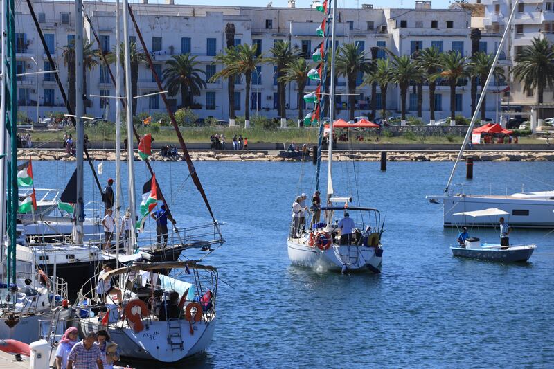 A boat that is part of the Global Sumud Flotilla departs from the Tunisian port of Bizerte on September 13th for Gaza. Photograph: Anis Mili/AP