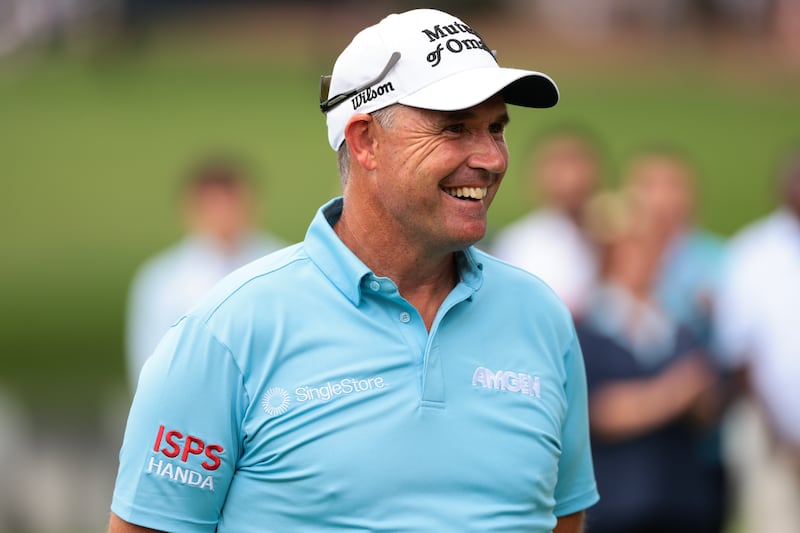 Pádraig Harrington of Ireland reacts after winning. Photograph: Andrew Wevers/Getty