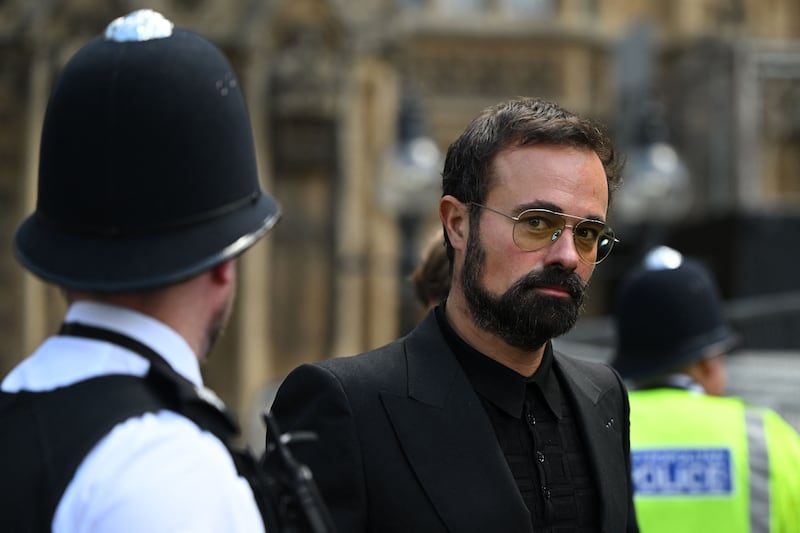 Russian-British businessman Evgeny Lebedev leaves the House of Lords in London on May 19th, 2022. Photograph: Justin Tallis/AFP/Getty