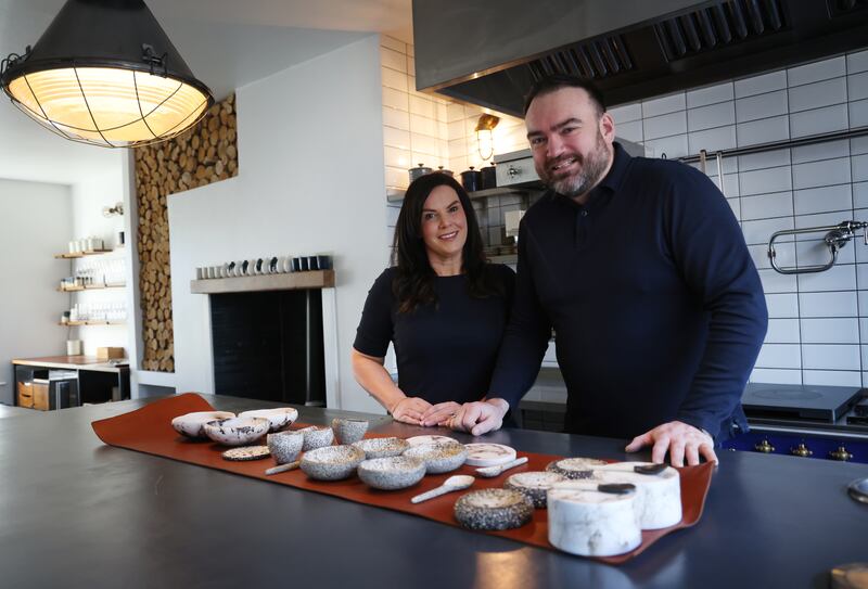 Philip Mahon and his wife, Kathy Mahon, at the private dining restaurant they run at their house, Alumni Kitchen Table, Rathangan, Co Kildare. Photograph: Bryan O’Brien