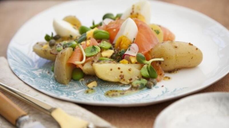 Vanessa Greenwood’s baby new potato, smoked trout, broad bean and egg salad