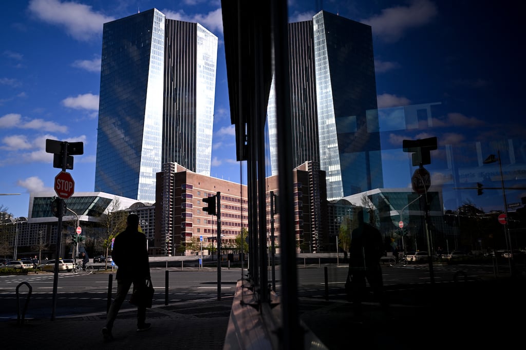 The European Central Bank (ECB) building in Frankfurt: its governing council will consider the interest rate outlook this week (Photo by Kirill Kudryavtsev/ AFP)