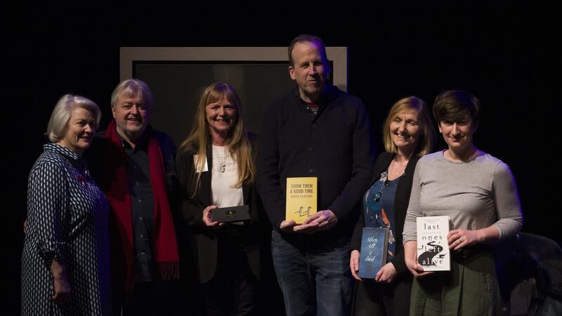 Denise And Bill Whelan, sponsors of the Kate O’Brien Award, Vivienne McKechnie, Limerick Literary Festival committee, Declan Meade of The Stinging Fly (representing Nicole Flattery), Anne Griffin and  Sarah Davis-Goff.