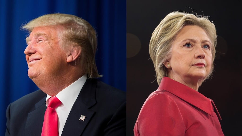Republican candidate Donald Trump took a one-point lead over Democratic candidate Hillary Clinton for the first time since May in a Washington Post/ABC News tracking poll. Photograph: Zach Gibson and Damon Winter/The New York Times