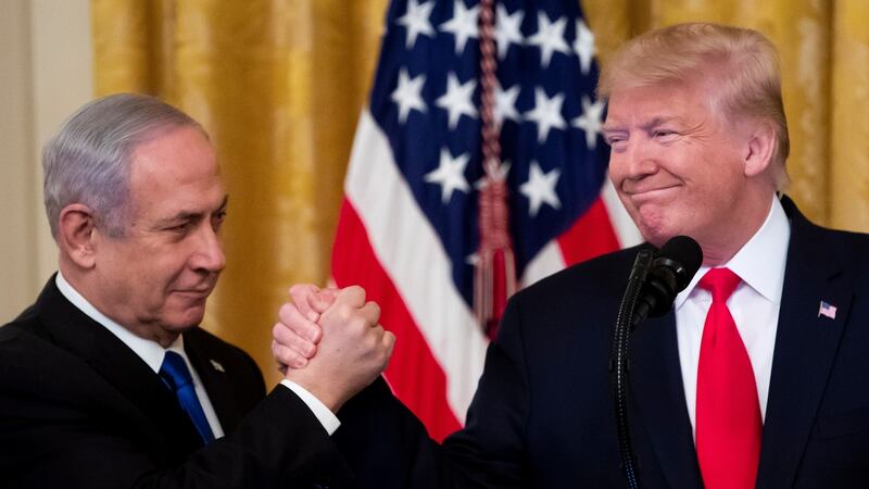 US president Donald Trump and Israeli prime minister Binyamin Netanyahu in the White House in October. Photograph: Michael Reynolds/EPA