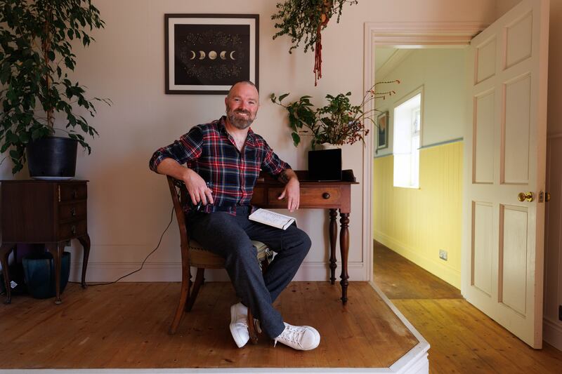 Darragh McKeon at his writing desk. Photograph: Eamon Ward