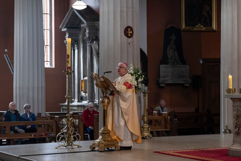Bishop of the West Bank William Shomali saying Mass at St Mary’s Pro Cathedral on Sunday. Photograph: Paulo Nunes dos Santos for The Irish Times