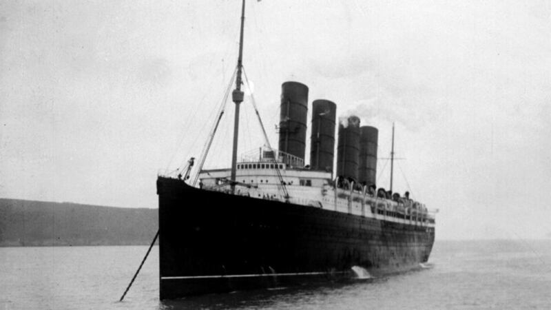 Photograph dated 25/12/1911 of the Lusitania moored in the Mersey near Liverpool. The Cunard vessel was torpedoed on May 7th, 1915, by a German U-boat en route from New York to Liverpool and sank with the loss of 1,201 lives, including three unidentified stowaways.   File photograph: PA/PA Wire