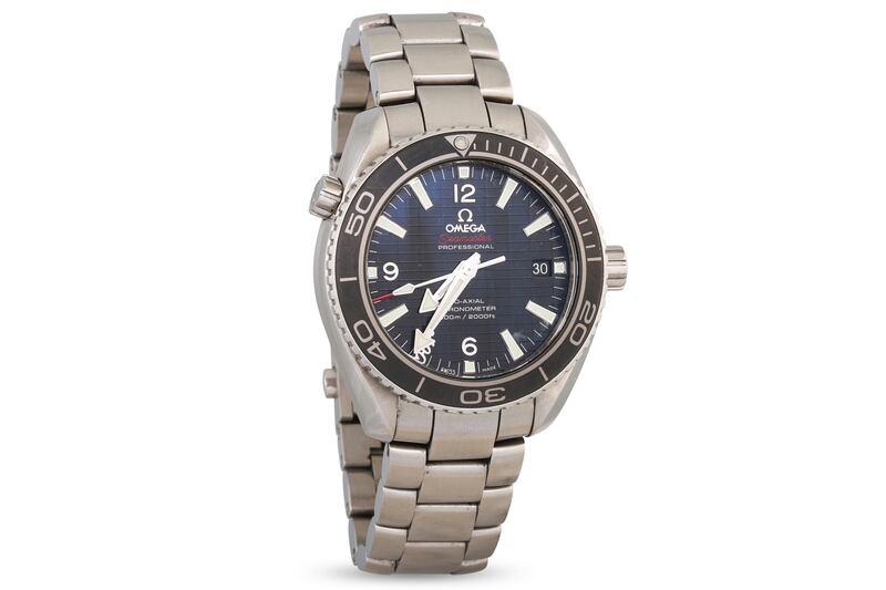 Omega Planet Ocean stainless steel wristwatch with a blue face with 007 instead of the number 7 (€4,100 to €4,500), O'Reilly's