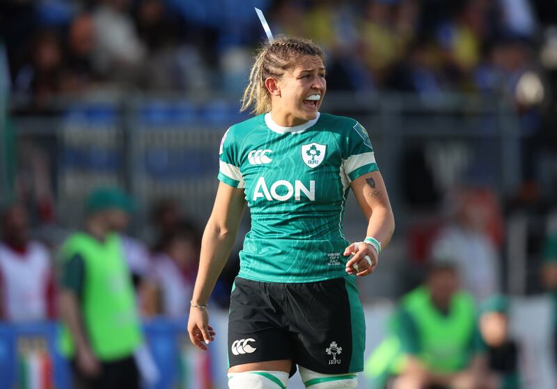 Ireland's Erin King at the Women's Six Nations match between Italy and Ireland in Parma on March 30th, 2025. Photograph: Tom Maher/Inpho