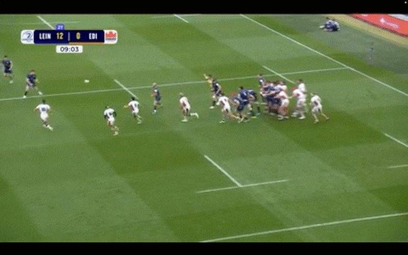 Ioane gets outside his defender before the ball arrives in his hands.