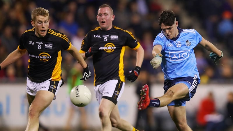 Dublin’s Stephen Smith shoots to score a goal during the game against The Underdogs at Parnell park. Photograph:  Tommy Dickson/Inpho