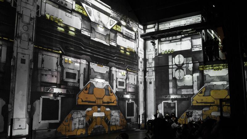 A section of Portals, an immersive film by Dublin creatives Algorithim, at the Atelier des Lumières, Paris. Photograph:Camille McOuat
