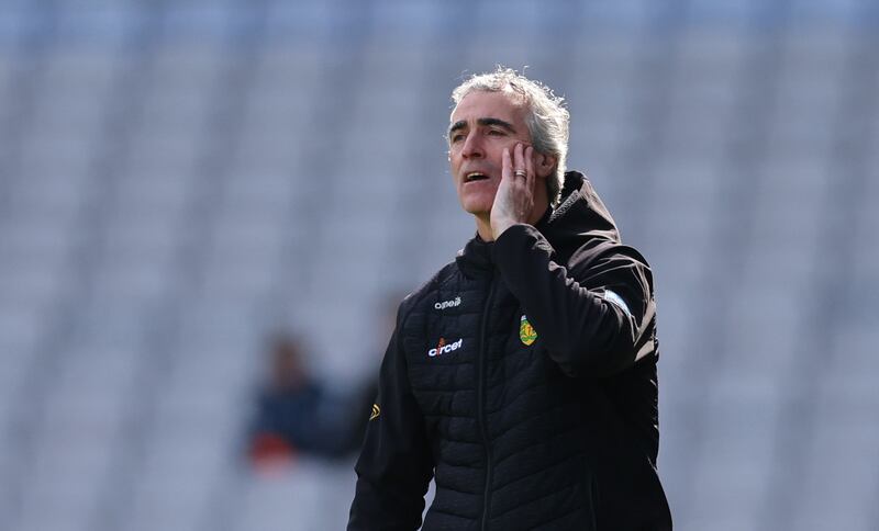 Jim McGuinness, Donegal manager. ' . . brilliant football on a solid surface with a dry ball, a summer atmosphere, a balmy evening, that for me is what the championship is all about.' Photograph: James Crombie/Inpho 