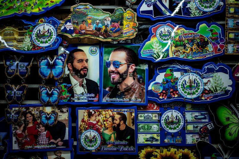 Articles with the face of El Salvador's President Nayib Bukele are sold at a market in San Salvador, on January 30th, 2024. El Salvador goes to the polls on February 4th. Photograph: Yuri Cortez/AFP via Getty Images