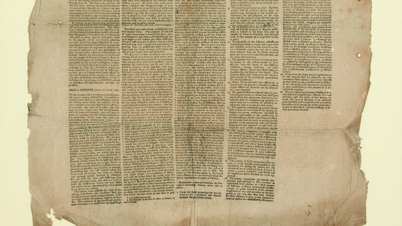 1803 Proclamation penned by Robert Emmet €50,000–€70,000 at Whyte’s