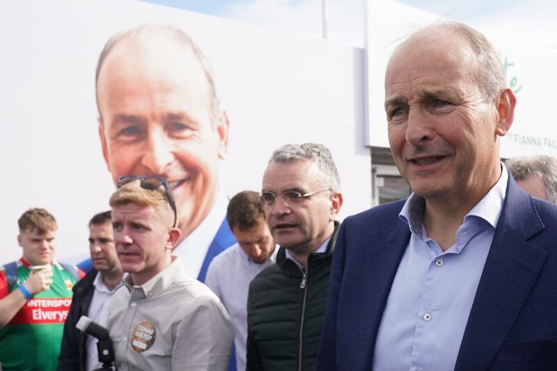 Tanaiste Micheál Martin at the final day of the 2023 National Ploughing Championships on Thursday. Photograph: Brian Lawless/PA Wire 