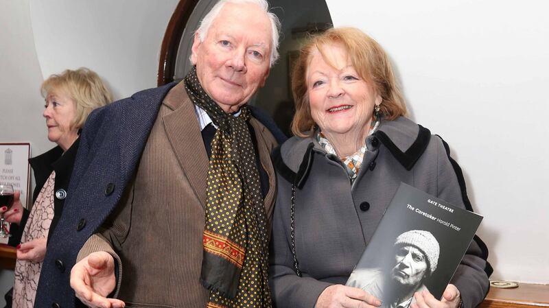 Gay Byrne and Kathleen Watkins at the opening of The Caretaker by Harold Pinter in the Gate Theatre. Photograph: Sasko Lazarov/ Photocall Ireland