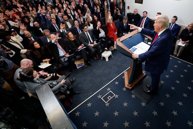 President Trump holds a press briefing on January 30th about the air crash in Washington DC the previous evening. Photograph: Chip Somodevilla/Getty