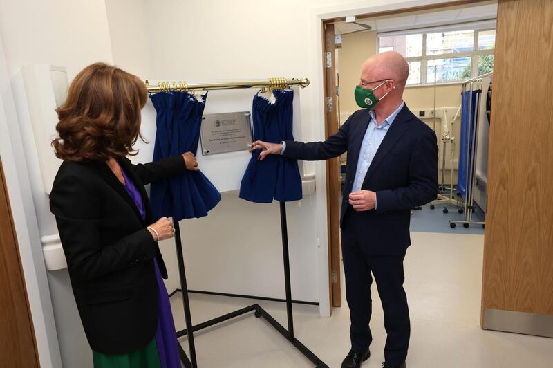 Minister for Health Stephen Donnelly with Aisling Dodgson, president of the Royal Victoria Eye and Ear Hospital, officially opened the  refurbished Emergency Department at the hospital in Dublin on Wednesday. Photograph: Dara Mac Dónaill/The Irish Times
