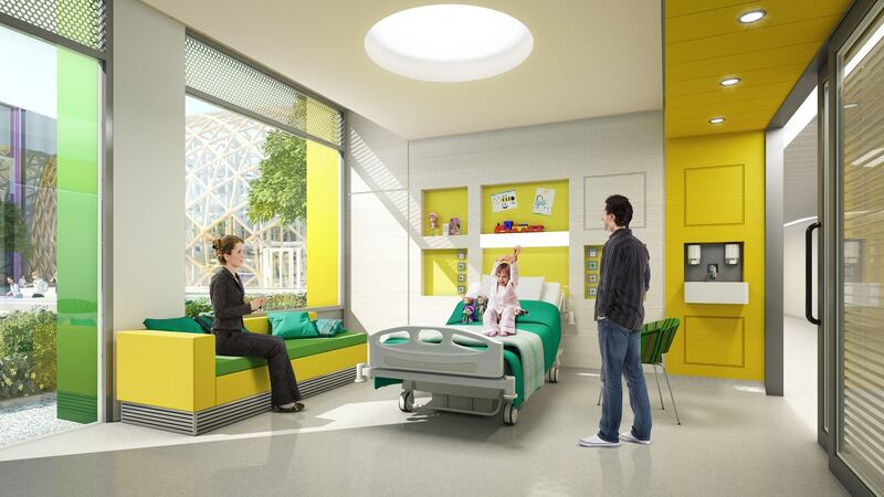 Artist’s impression of proposed patient rooms at the site of the new state-of-the-art children’s hospital to be co-located at St James’s Hospital,  Dublin. Image: Children’s Hospital Group/PA Wire