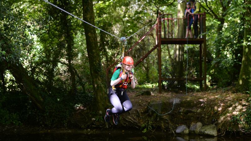 Leah Sheehan from Griffeen Valley, Lucan, Co Dublin, enjoying Zipline activities. Photograph: Alan Betson