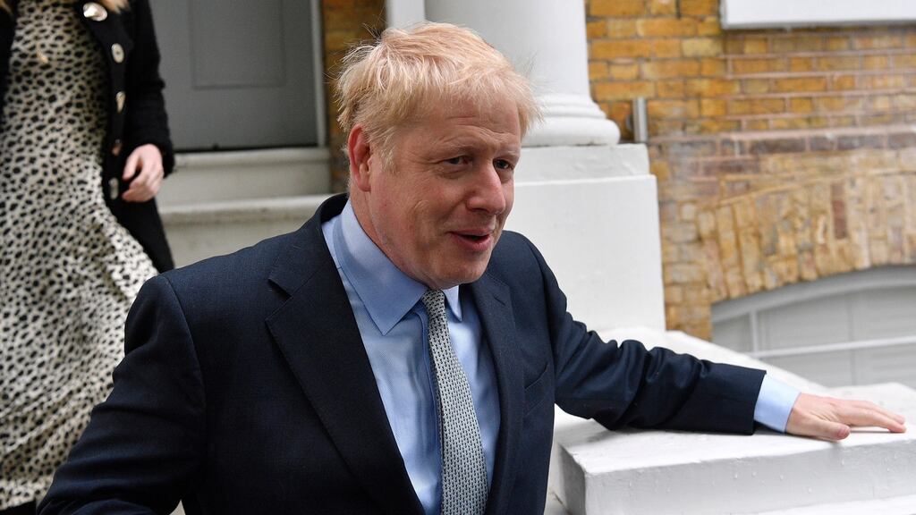 Conservative leadership candidate Boris Johnson leaves his home in central London. Photograph: Neil Hall/EPA