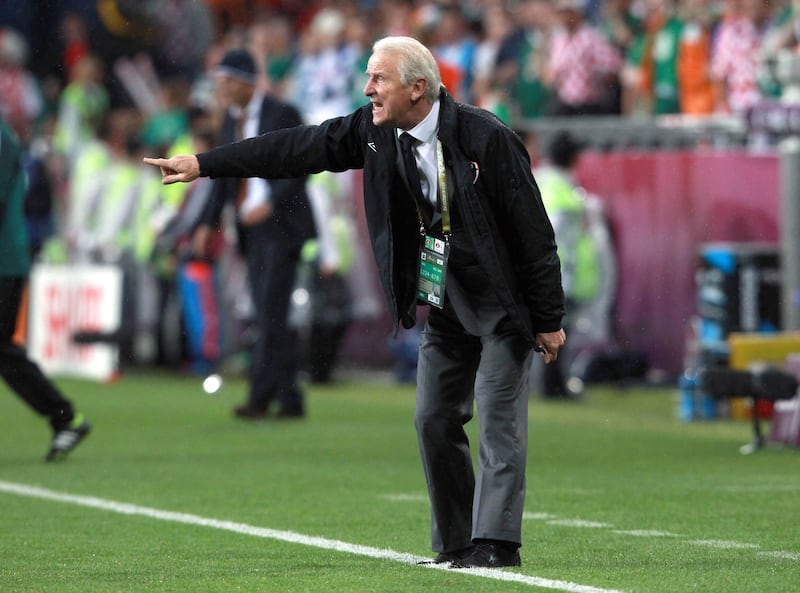 Giovanni Trapattoni during Ireland's loss to Croatia at Euro 2012. Photograph: Donall Farmer/Inpho