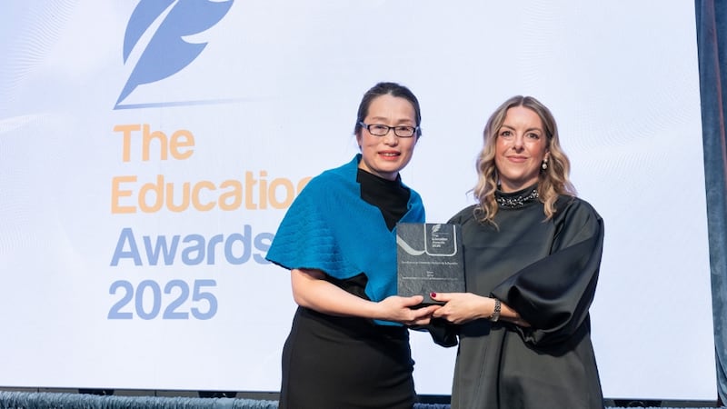 Yuxin Wang, awards judge, presents the excellence in diversity, inclusivity & equality to Allison Kenneally, SETU