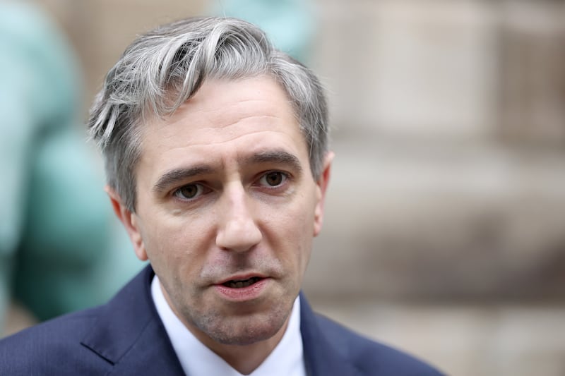 Tánaiste and Minister for Finance Simon Harris speaks to the media outside Leinster House, following the announcement of Budget 2027. Photograph: Clodagh Kilcoyne/PA Wire