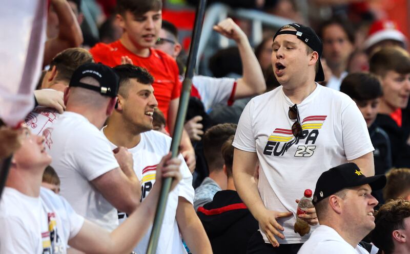 Besiktas fans celebrate their side’s fourth goal. Photograph: Ryan Byrne/Inpho