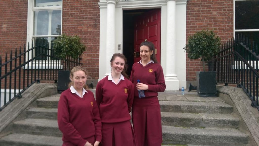 Photograph: (left to right): Niamh Lawlor (18), Julia Masterson (18) and Katie Havel (18)