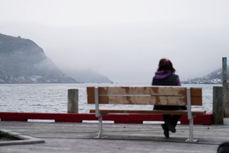 A woman looks across the port of St John's in Newfoundland, Canada as the search for the  men aboard the Titan continues. Photograph: Jordan Pettitt/PA Wire