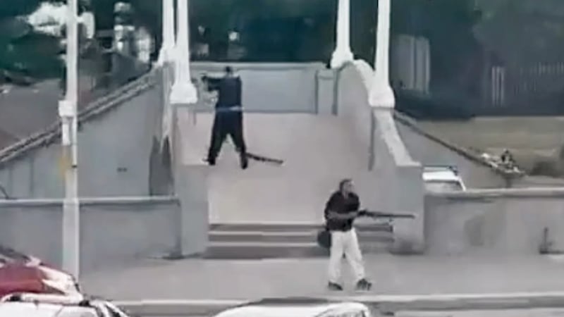 A screengrab from a video showing the alleged attackers at Bondi Beach on Sunday.