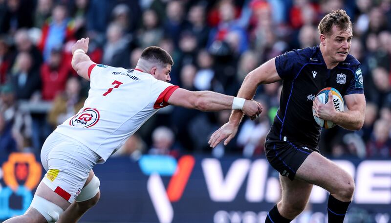 Stafford McDowall makes a break to score Glasgow's first try. Photograph: Ben Brady/Inpho